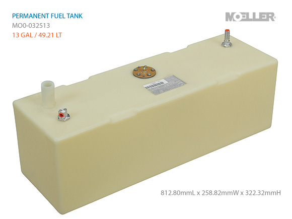 내장용 영구 연료탱크 13G 49 리터: 813mmL x 259mmW x 259mmH